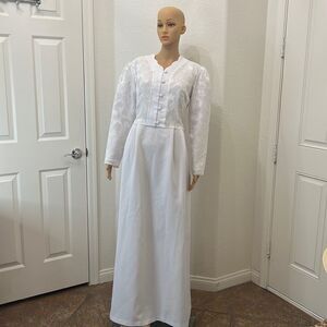 Amber Buttercup White Wedding Bridal Brides Maid Maxi Dress Size 12 💯 Polyester